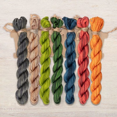 Set of OwlForest Hand-Dyed Threads for the “Forest of Wonders” Chart (Thread Trade n.a. Kirov)