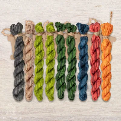 Set of OwlForest Hand-Dyed Threads for the “Forest of Wonders” Chart (Thread Trade n.a. Kirov)