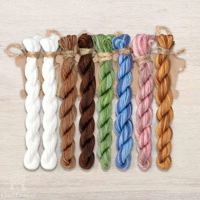 Set of OwlForest Hand-Dyed Threads for the “Lace Framed Birds. Bluebirds” Chart (Thread Trade n.a. Kirov)
