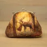 “Forest Deer” Cotton Kiss Clasp Pouch
