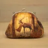 “Forest Deer” Cotton Kiss Clasp Pouch