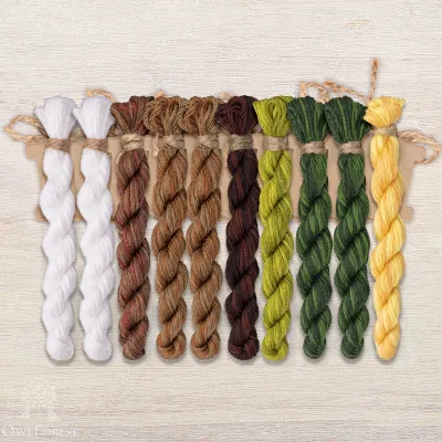 Set of OwlForest Hand-Dyed Threads for the “Coconut Puppies” Chart (DMC)
