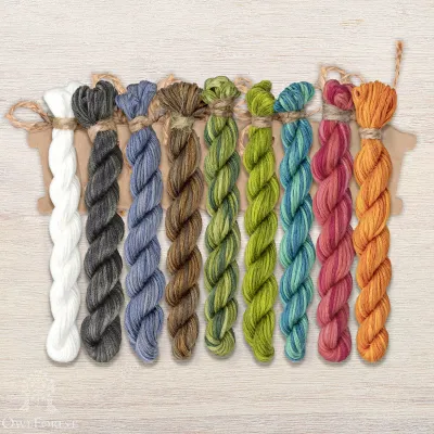 Set of OwlForest Hand-Dyed Threads for the “Lemuria. Chameleon” Chart (Thread Trade n.a. Kirov)