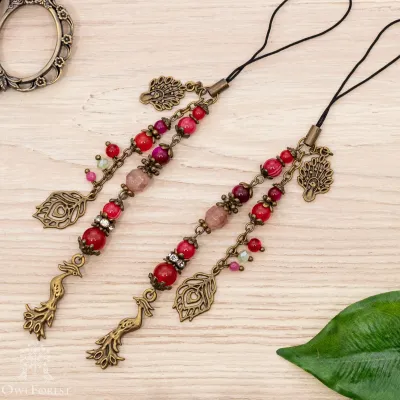 Scissor Fob “Peahen Bird” Bronzy Metal Color Fittings
