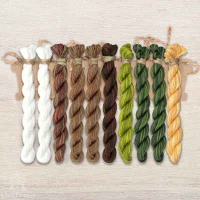 Set of OwlForest Hand-Dyed Threads for the “Tangerine Cats” Chart (Thread Trade n.a. Kirov)