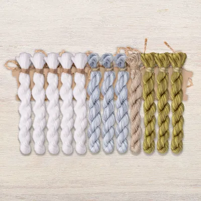 Set of OwlForest Hand-Dyed Threads for the “Snow Dance” Chart (DMC)