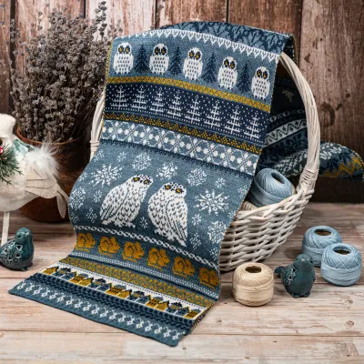 Knitted Scarf «Snowy Owls»