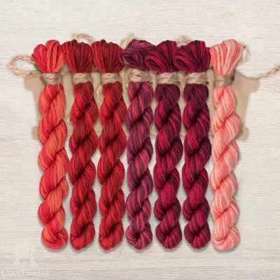 Set of OwlForest Hand-Dyed Threads for the Embroidery Chart “Pomegranate Quaker” (DMC)