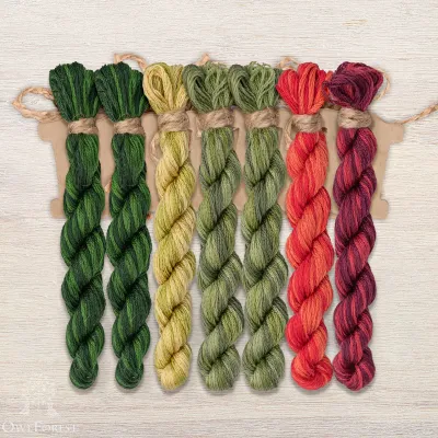 Set of OwlForest Hand-Dyed Threads for the “Raspberry Summer” Chart (DMC)