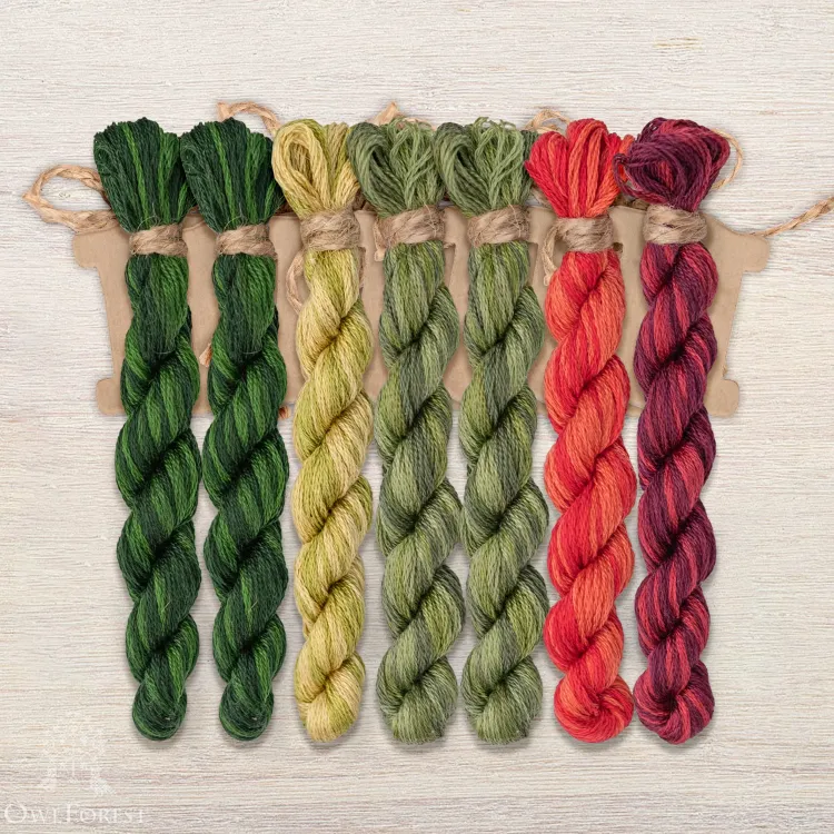 Set of OwlForest Hand-Dyed Threads for the “Raspberry Summer” Chart (DMC)