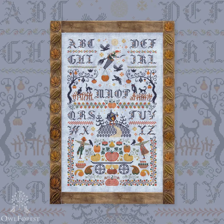 Printed embroidery chart “Autumn Night Alphabet” Latin Letters