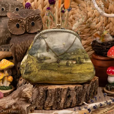 “Landscape Picture” Cotton Kiss Clasp Pouch