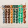Set of OwlForest Hand-Dyed Threads for the “Emerald Bird Night Songs” Chart (DMC)