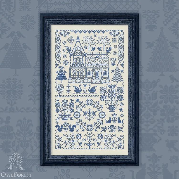 Digital embroidery chart “In the Garden” – Owlforest Embroidery