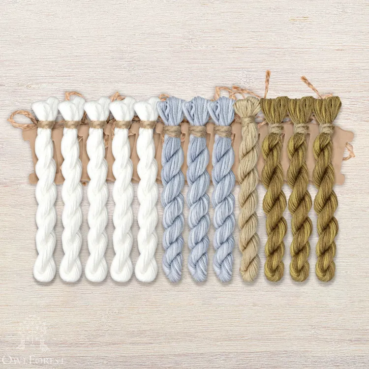 Set of OwlForest Hand-Dyed Threads for the “Snow Dance” (Thread Trade n.a. Kirov)