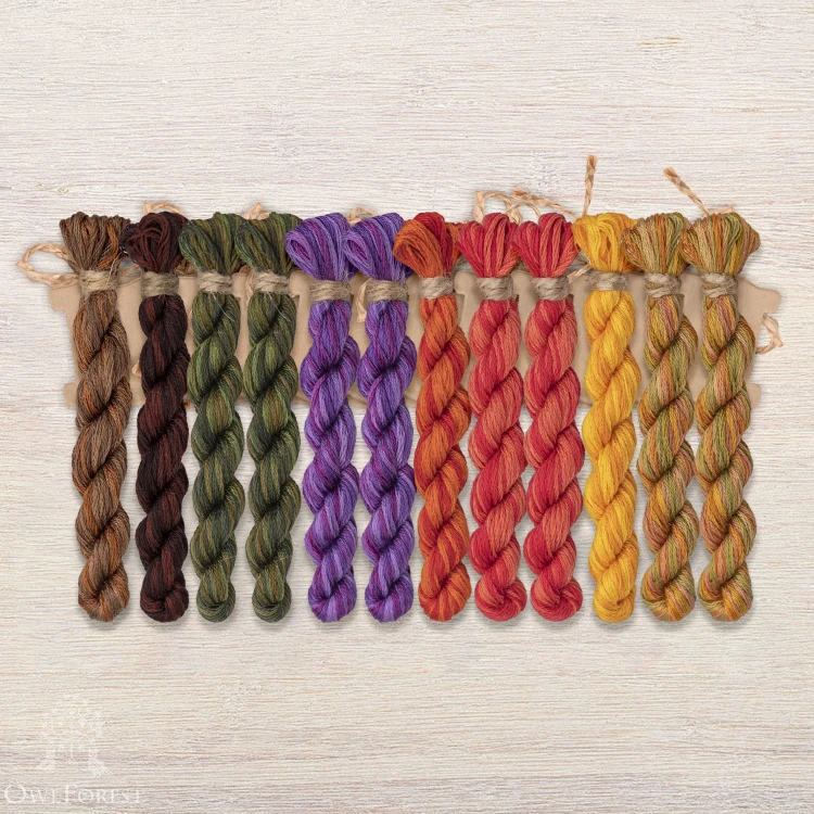 Set of OwlForest Hand-Dyed Threads for the “Grandma's Orchard” (DMC) 