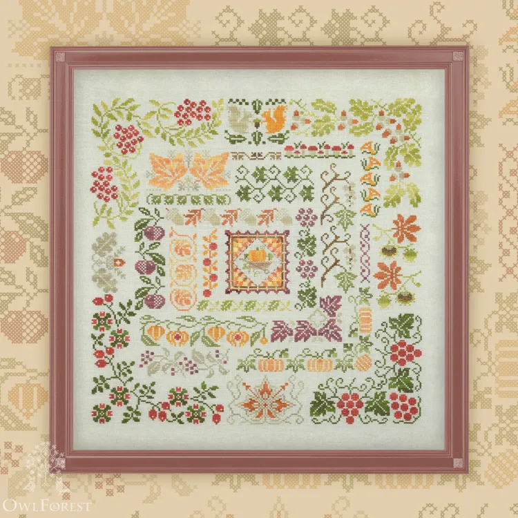 Digital embroidery chart “Bounteous Autumn” – Owlforest Embroidery