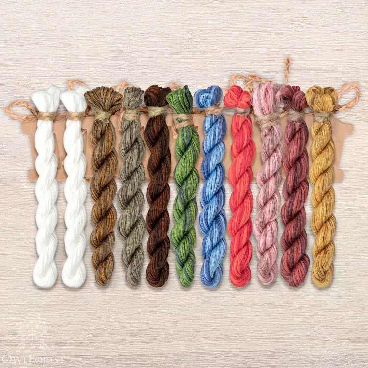 Set of OwlForest Hand-Dyed Threads for the “Forest Houses. Bears” Chart (Thread Trade n.a. Kirov)