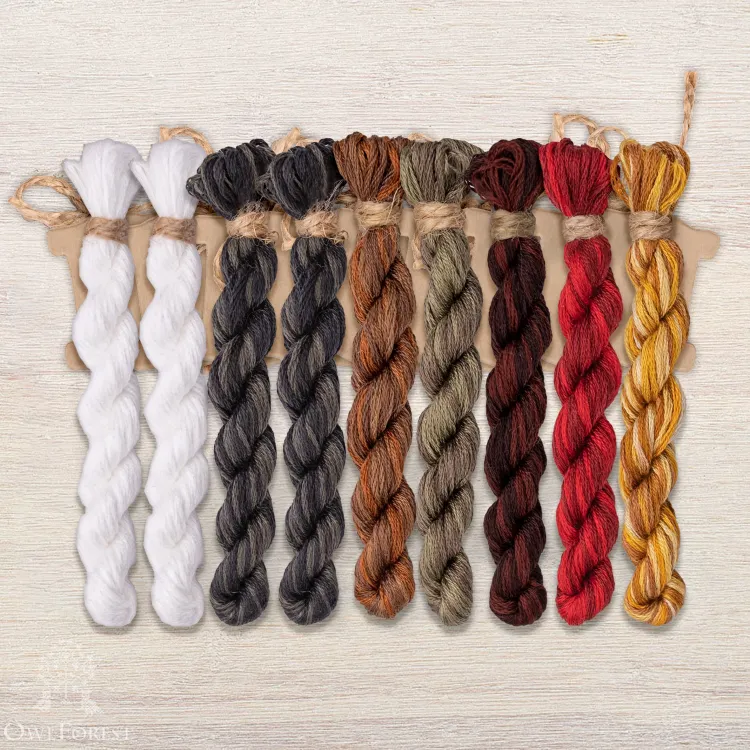 Set of OwlForest Hand-Dyed Threads for the “Nimble Birds” Chart (DMC)