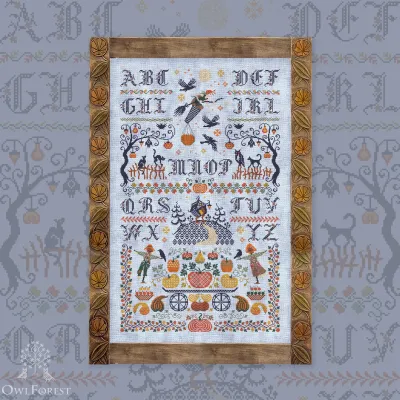 Digital embroidery chart “Autumn Night Alphabet” Latin Letters