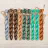 Set of OwlForest Hand-Dyed Threads for the “Emerald Bird Night Songs” Chart (Thread Trade n.a. Kirov)