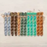 Set of OwlForest Hand-Dyed Threads for the “Emerald Bird Night Songs” Chart (Thread Trade n.a. Kirov)