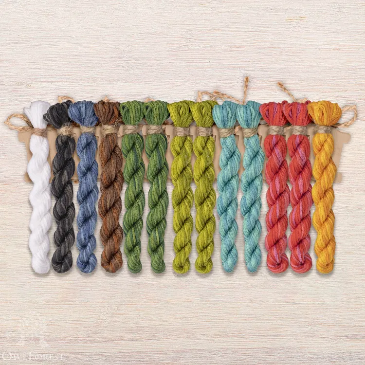 Set of OwlForest Hand-Dyed Threads for the “Lemuria” Chart (DMC)