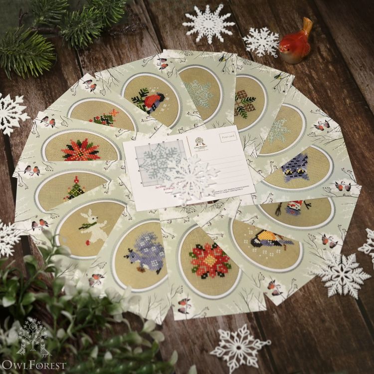 Post Cards with patterns “Winter Forest Charts”