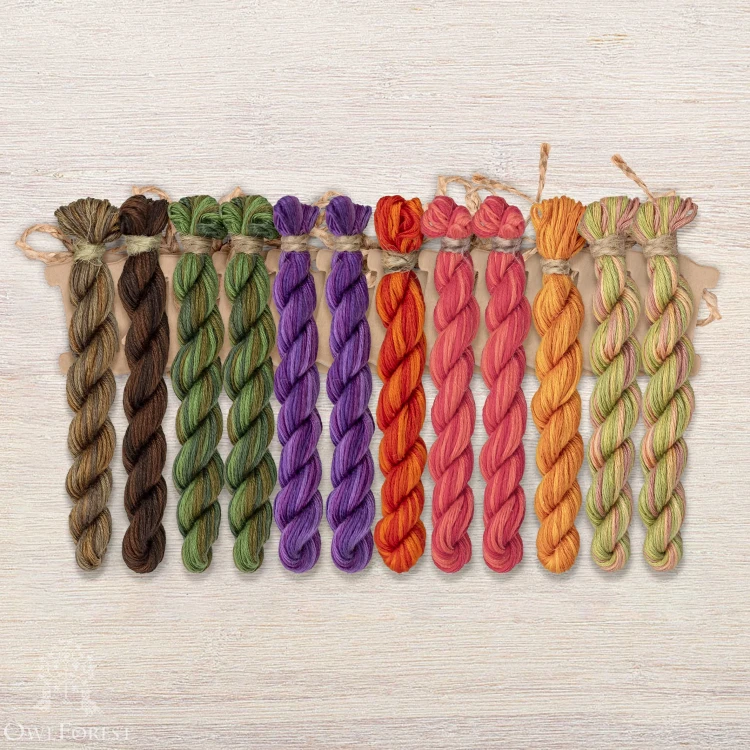 Set of OwlForest Hand-Dyed Threads for the “Grandma's Orchard” (Thread Trade n.a. Kirov) 