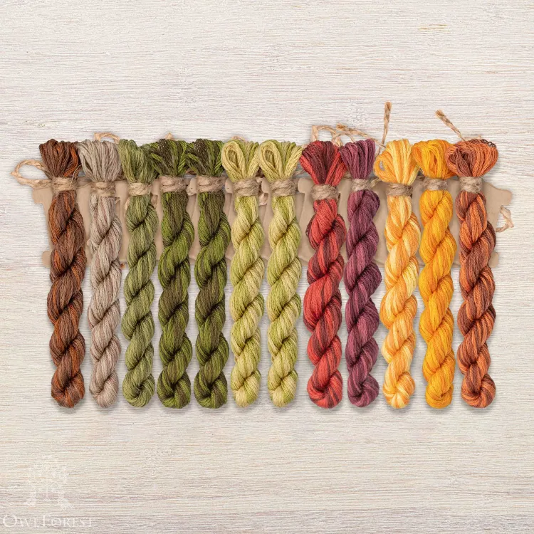 Set of OwlForest Hand-Dyed Threads for the “Bounteous Autumn” Chart (DMC)