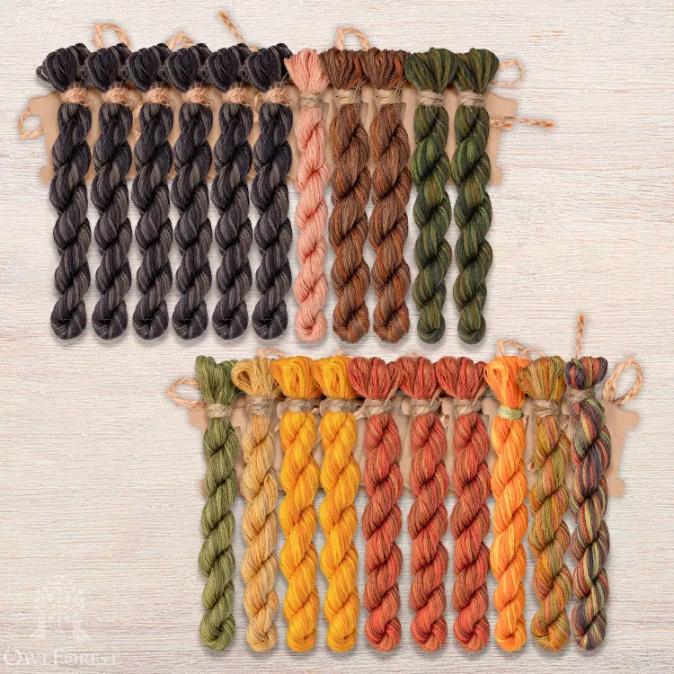 Set of OwlForest Hand-Dyed Threads for the “Autumn Night Alphabet ...