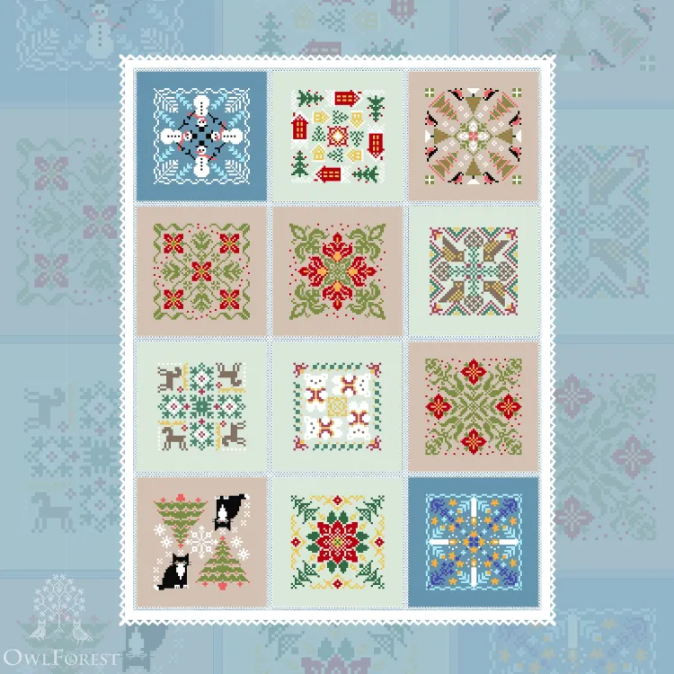 Free embroidery digital chart “Christmas Pin Cushions” – Owlforest ...