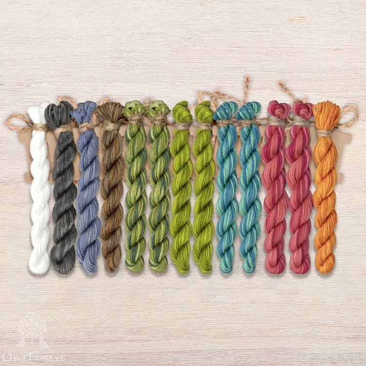 Set of OwlForest Hand-Dyed Threads for the “Lemuria” Chart (Thread Trade n.a. Kirov)
