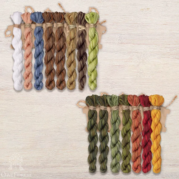 Set of OwlForest Hand-Dyed Threads for the “Dobromir” Chart (DMC)