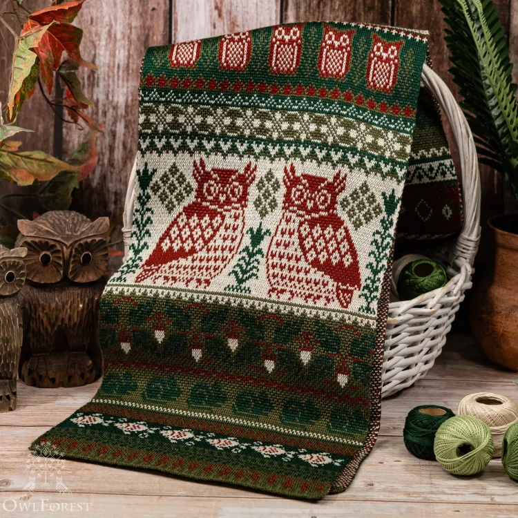 Knitted Scarf «Fish Owls»