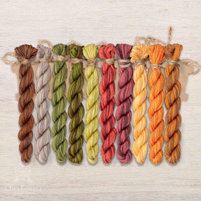 Set of OwlForest Hand-Dyed Threads for the “Bounteous Autumn” Chart  (Thread Trade n.a. Kirov)