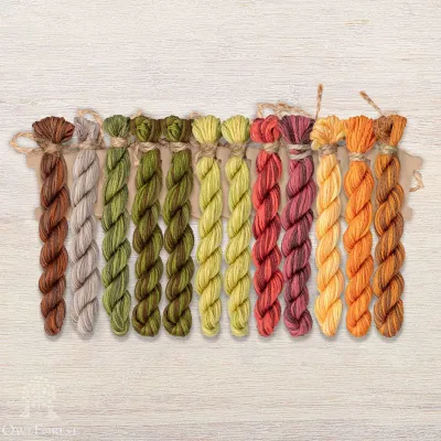 Set of OwlForest Hand-Dyed Threads for the “Bounteous Autumn” Chart  (Thread Trade n.a. Kirov)