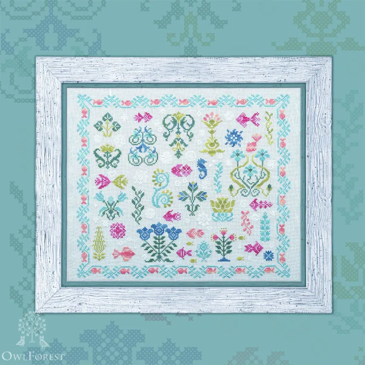 Printed embroidery chart “Underwater Garden”