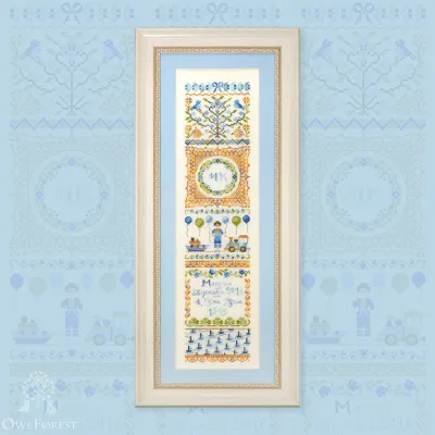 Digital embroidery chart “Vertical Birth Sampler for Boys”