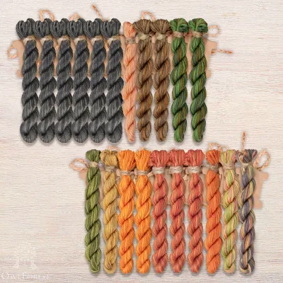 Set of OwlForest Hand-Dyed Threads for the “Autumn Night Alphabet” Chart  ENG (Thread Trade n.a. Kirov)