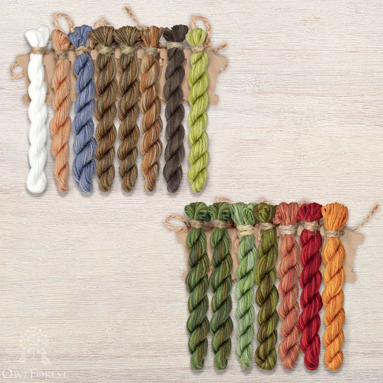 Set of OwlForest Hand-Dyed Threads for the “Dobromir” Chart (Thread Trade n.a. Kirov)