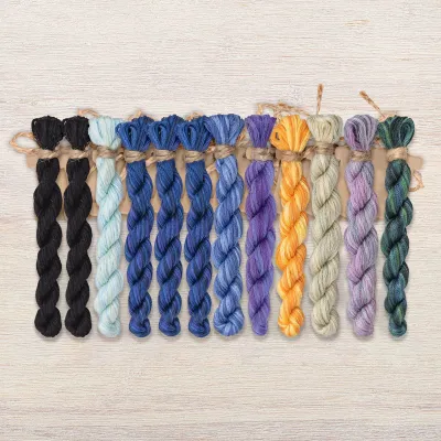Set of OwlForest Hand-Dyed Threads for the “Black Pearl” (DMC) 