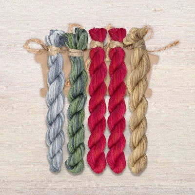 Set of OwlForest Hand-Dyed Threads for the “Pomegranate Panel” (Thread Trade n.a. Kirov) 
