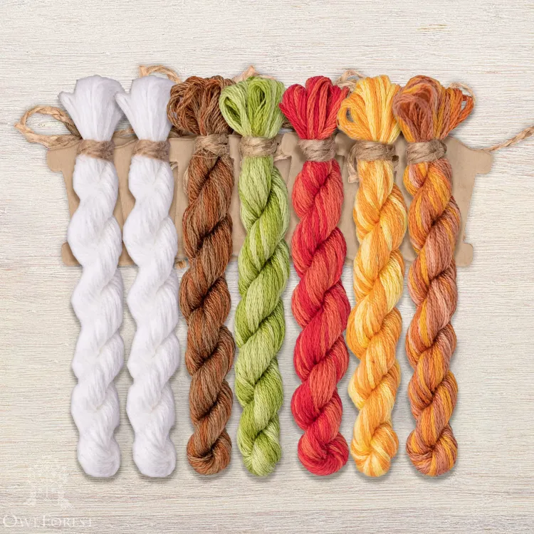 Set of OwlForest Hand-Dyed Threads for the Embroidery Chart “Easter Morning” (DMC)
