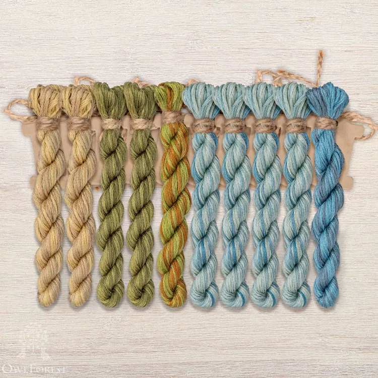 Set of OwlForest Hand-Dyed Threads for the Embroidery Chart “Russian Windows” (DMC)