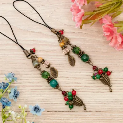 Scissor Fob “Houseplants” Bronzy Metal Color Fittings