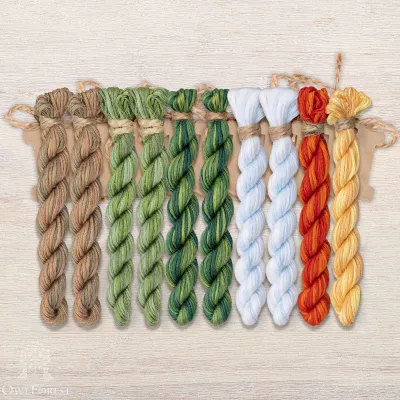 Set of OwlForest Hand-Dyed Threads for the “Frosty Night” Chart (Thread Trade n.a. Kirov)
