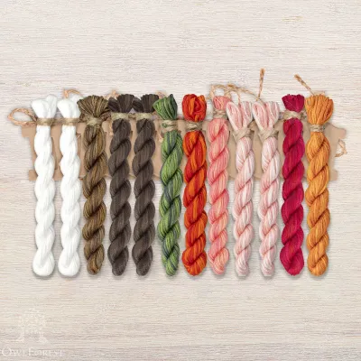 Set of OwlForest Hand-Dyed Threads for the “Blossom Season” Chart (Thread Trade n.a. Kirov)