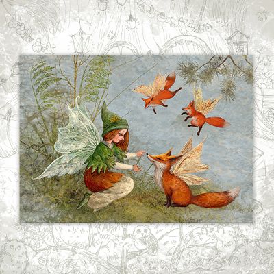 “Fairy and Foxes” Postcard