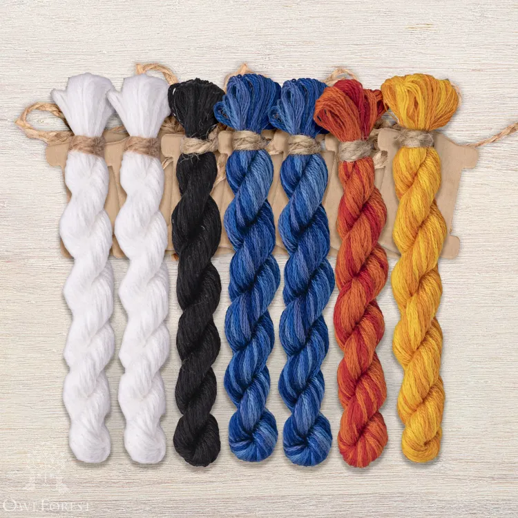 Set of OwlForest Hand-Dyed Threads for the “Snowy Stroll” Chart (DMC)